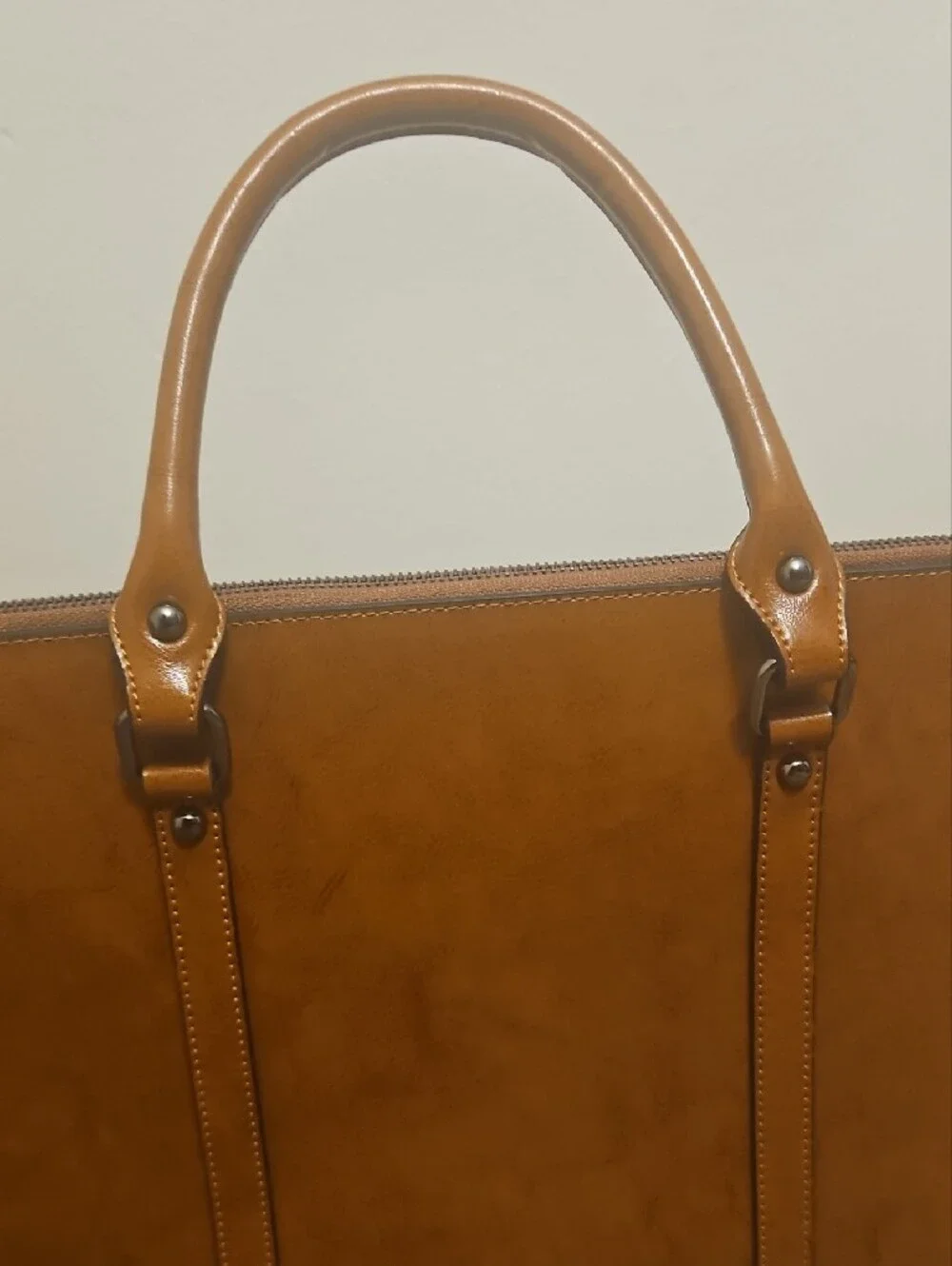 Men's Tan Professional Briefcase Tote - Smooth Work Bag
